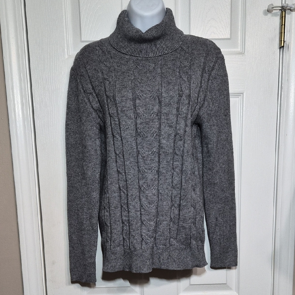 Women's Charcoal Cable Knit Turtleneck Sweater Size Medium